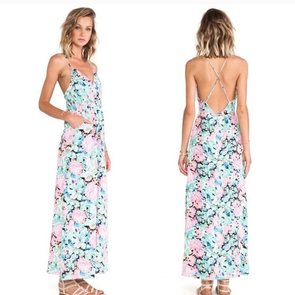 Yumi Kim Revolve Daydreamer Floral Silk Maxi Long Floral Beach Dress Small - Picture 1 of 5